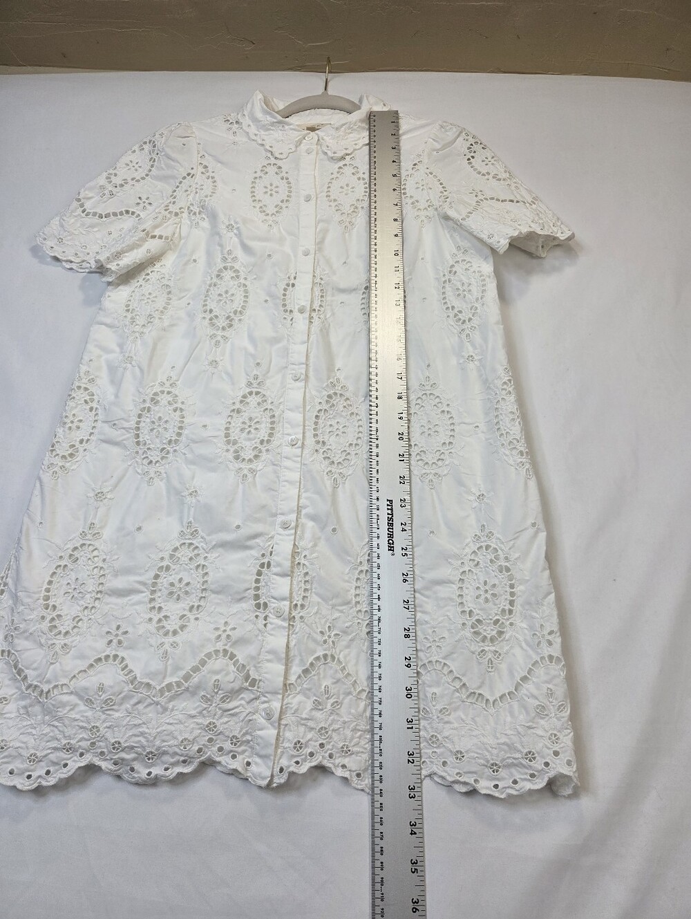 Sézane‎ Elvina Eyelet Embroidered Shirt Dress White EU 42 Runs Small - Picture 11 of 13